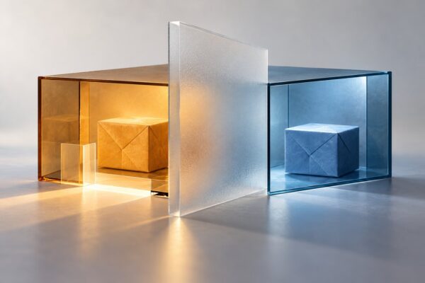 Conceptual parcel compartments separated by a frosted-glass partition, illustrating access to one account's order without opening another account's compartment.