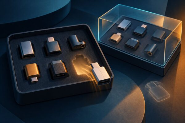 Concept illustration of an open adapter tray changing while a sealed case preserves an earlier arrangement, contrasting inventory freshness with search-session continuity.